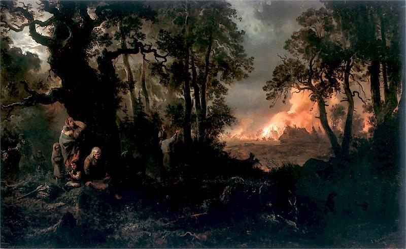 Franciszek Kostrzewski Fire of village.